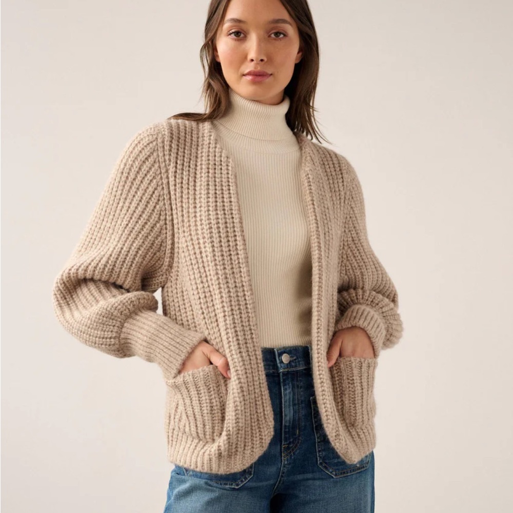 White + Warren Plush Alpaca Blend Open Jacket